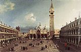 Piazza Paintings - Piazza San Marco with the Basilica by Canaletto
